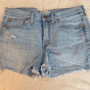 Madewell Light Blue Frayed Hem Jean Shorts